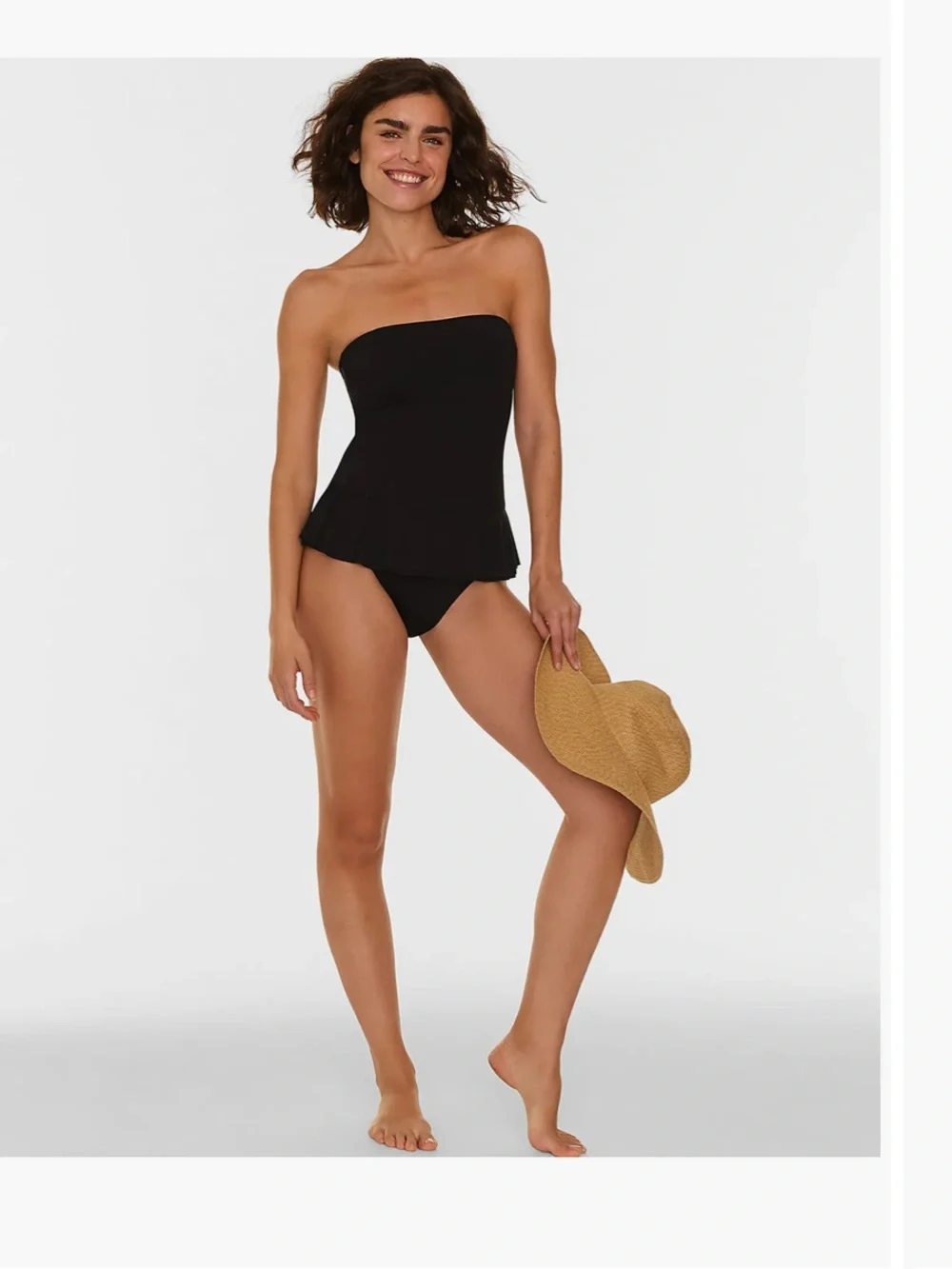 Lands' End Black Peplum Camisole Swim Top